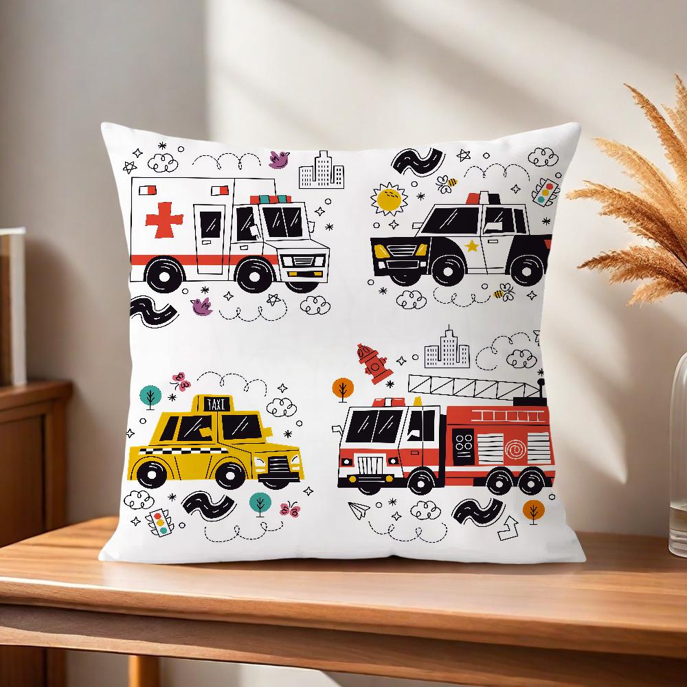ART Transportation Cars Truck Boat Racing Soft Pillow Case for Sofa Living Room Home Office Decor Protective Covers Without
