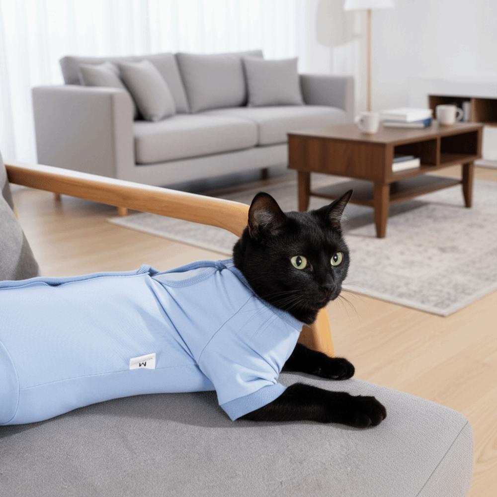 Adjustable Cat Recovery Suit Breathable Cat Sterilization Suit Pet Jumpsuit  For Dogs Cats