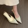 Black pointed high heels women's spring 2025 new French temperament elegant bag head thin heel empty sandals single shoes