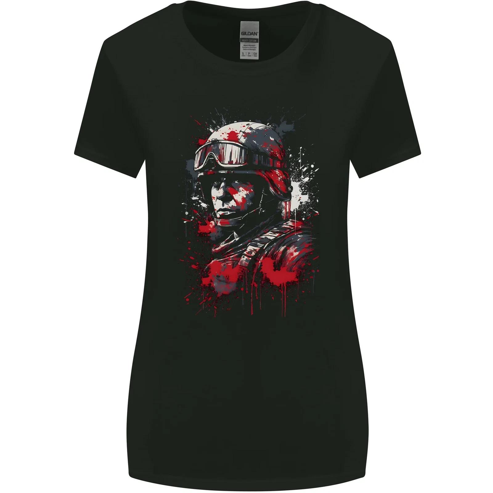 An American Soldier USA Army Marine Womens Wider Cut T-Shirt M