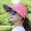 UV Protection Women Sun Hat Flower Beach Visor Cap Breathable Summer Ponytail Cap  Ladies