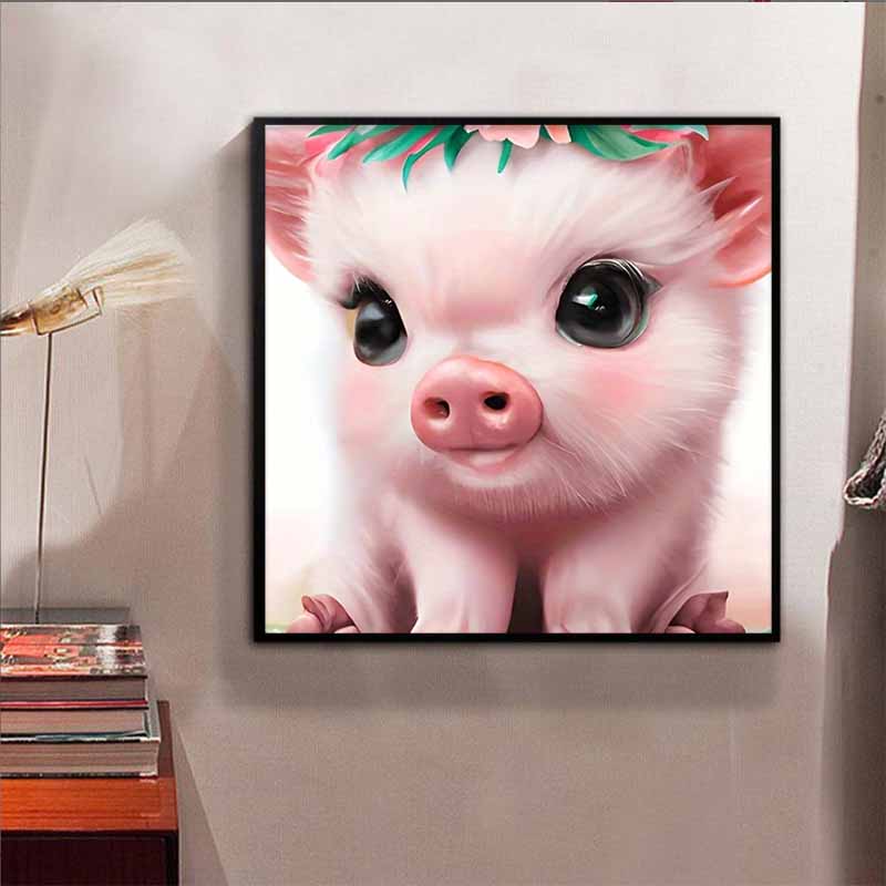 Nowość 5D DIY Pełne Okrągłe Malowanie Diamentami "Świnka" Haft Krzyżykowy Dekoracja Domu Prezent