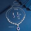 3Pc Women'S Stylish Stylish Copper Claw Chain Geometric Gem Pendant Necklace Earrings Jewelry Set Bridal Wedding Occasion Banquet Gathering Party