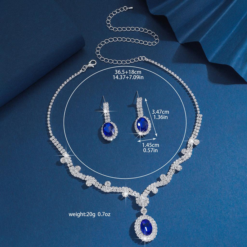 3Pc Women'S Stylish Stylish Copper Claw Chain Geometric Gem Pendant Necklace Earrings Jewelry Set Bridal Wedding Occasion Banquet Gathering Party