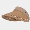 Portable Wide Brim Woven Cap Solid Color Sunscreen Empty Top Hat Travel Straw Visor Cap  Summer