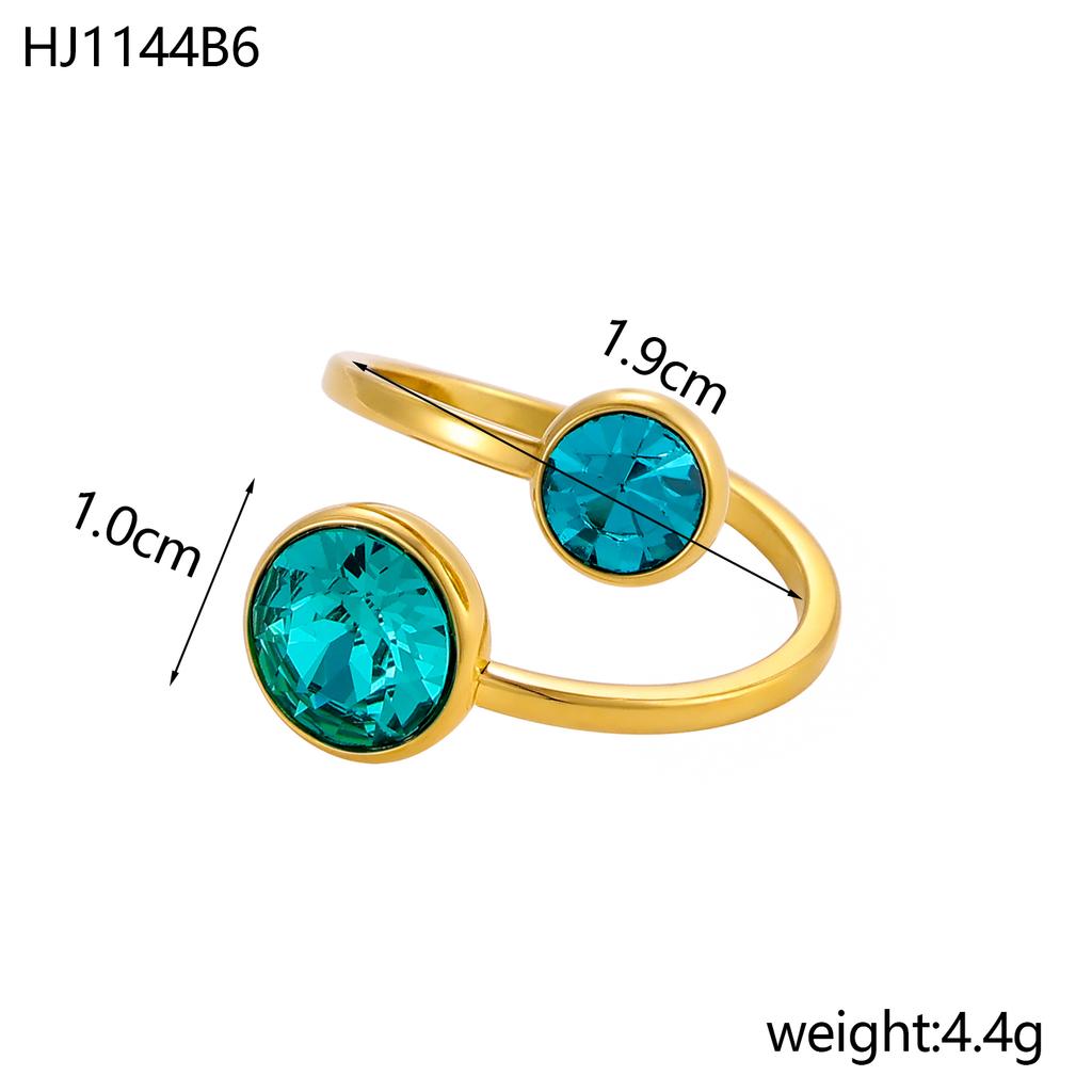 CARLIDANA Delicate Round Zirconia Stainless Steel Gold Color Adjustable Fashion Open Ring High Quality Chic Women Jewelry