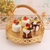 Vintage Round Fruit Tray,Cupcake Stand Decorative Dessert Platter with Handle for Wedding Birthday Party Afternoon Tea Cookies