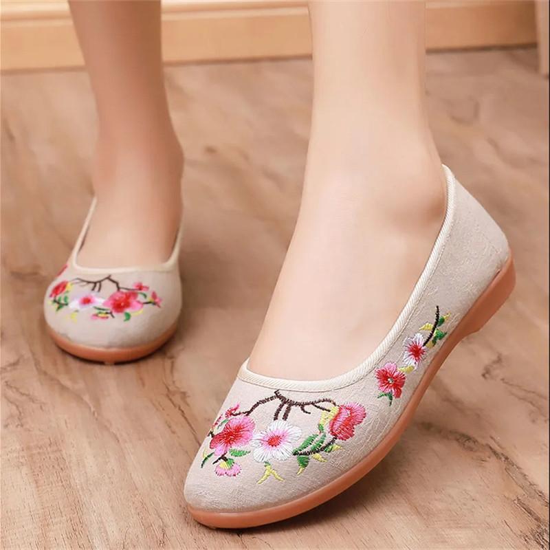  Sapatos Femininas Women Cute Sweet Light Weight Floral Dance Loafers Lady Fashion Comfort Canvas Flat Shoes A488