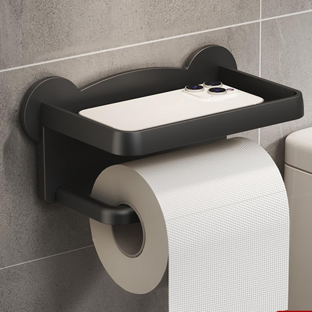 Punch Free Wall Mounted Tissue Holder withPhone Shelf Multifunctional Tissue Rack 3 Color for option for Restroom