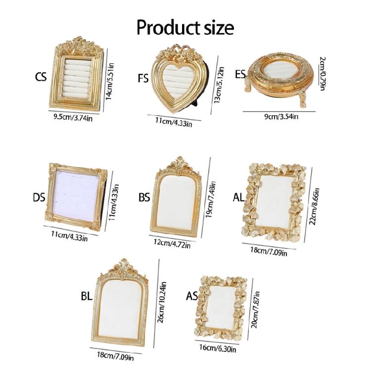 Sturdy Resin Jewelry Display Golden Photo Frame Earring Storage Tray Compact Shop Home Decors
