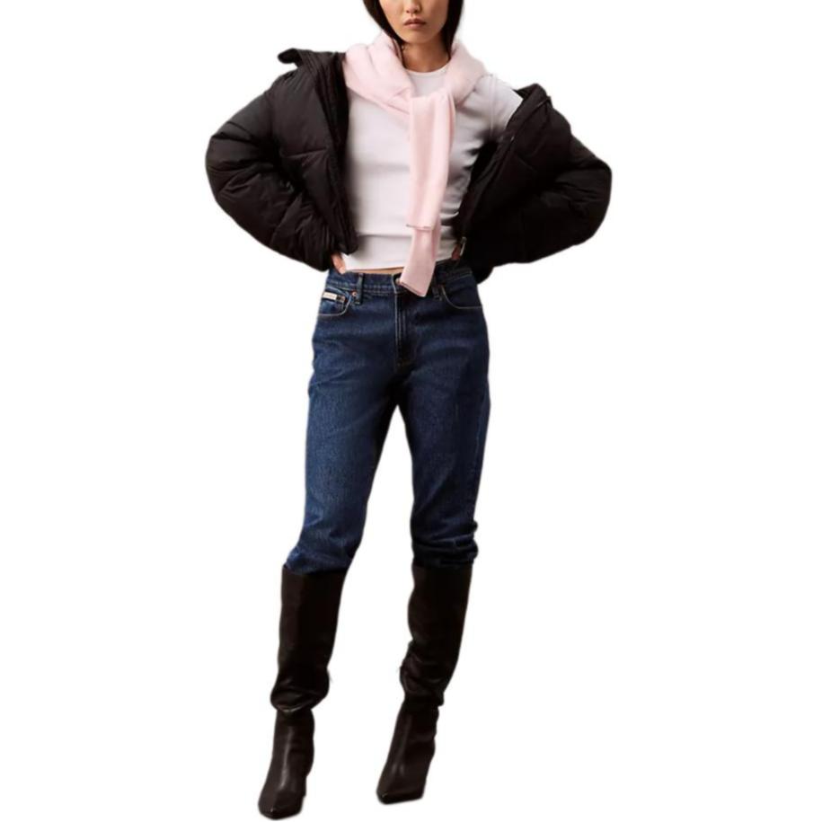 Calvin Klein Short Hooded Loose Long Sleeve Cotton Jacket Women jackets Black 40WL409-001