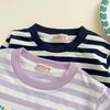 2026 Spring Arrival: Girls' Cartoon Stripe Long Sleeve T-shirt for Small & Medium Kids