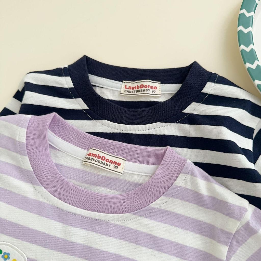 2026 Spring Arrival: Girls' Cartoon Stripe Long Sleeve T-shirt for Small & Medium Kids