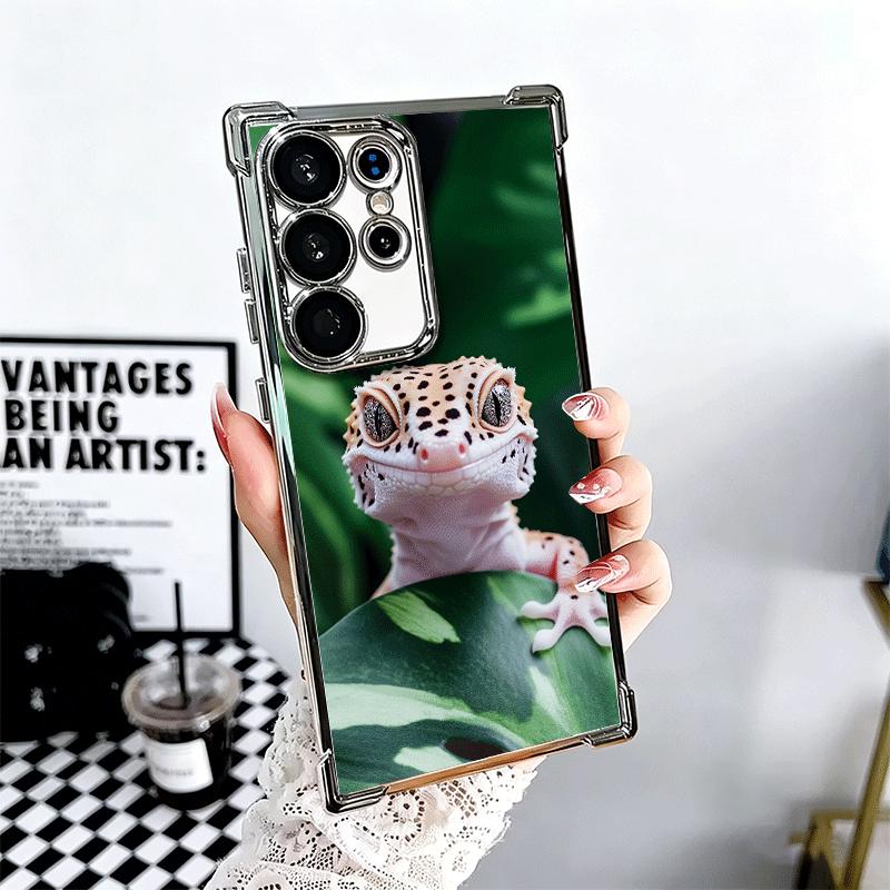 

Lizards Geckos Cute Pet Plating Phone Case For Samsung Galaxy S24 S25 FE S26 Edge S23 Ultra S22 S21 Plus S20 Anti-Fall Airabag C Samsung S24