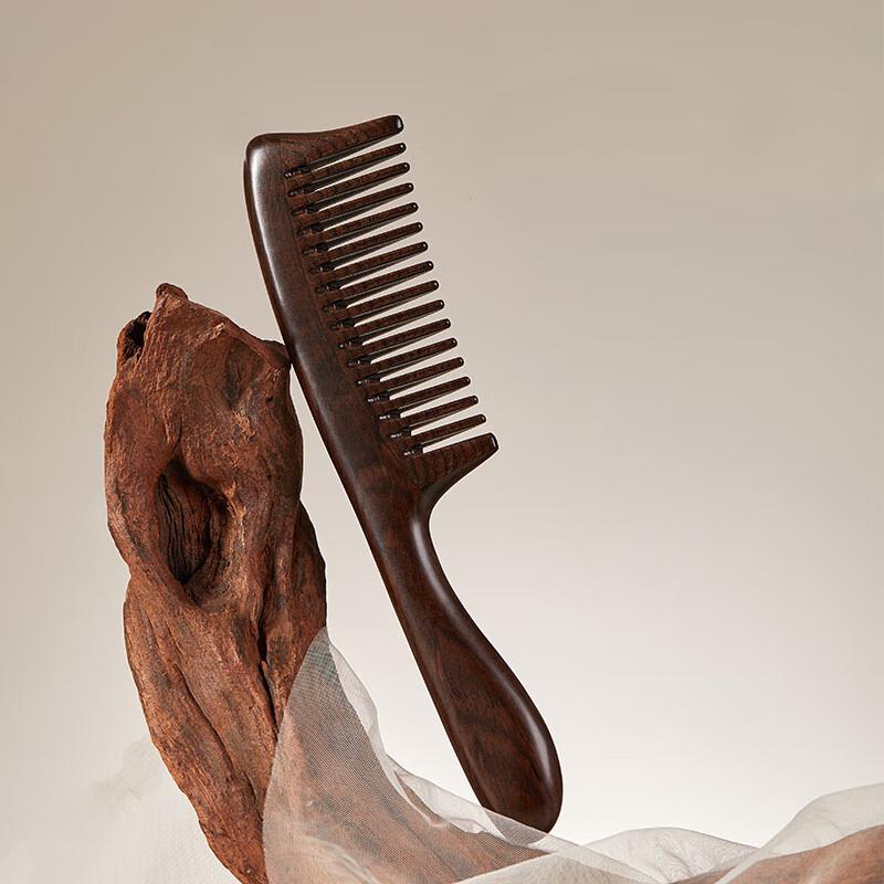 Pente de Cabelo de Ébano Natural de Dupla Face