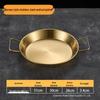 Gold Thickened Stainless Steel Seafood Plate with Handles - Korean Style for Crawfish, Fries, Fried Chicken, and Rice.