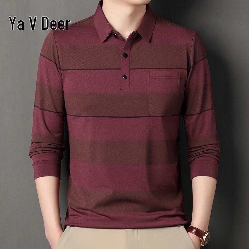

Yalu Men s Casual Striped Long Sleeve Polo Shirt 180/54/XXL