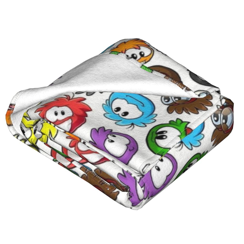 New Style Puffles Pattern  Club Penguin  Knitted Blankets Fleece  Super Warm Throw Blankets for Car Sofa Couch Bedspread