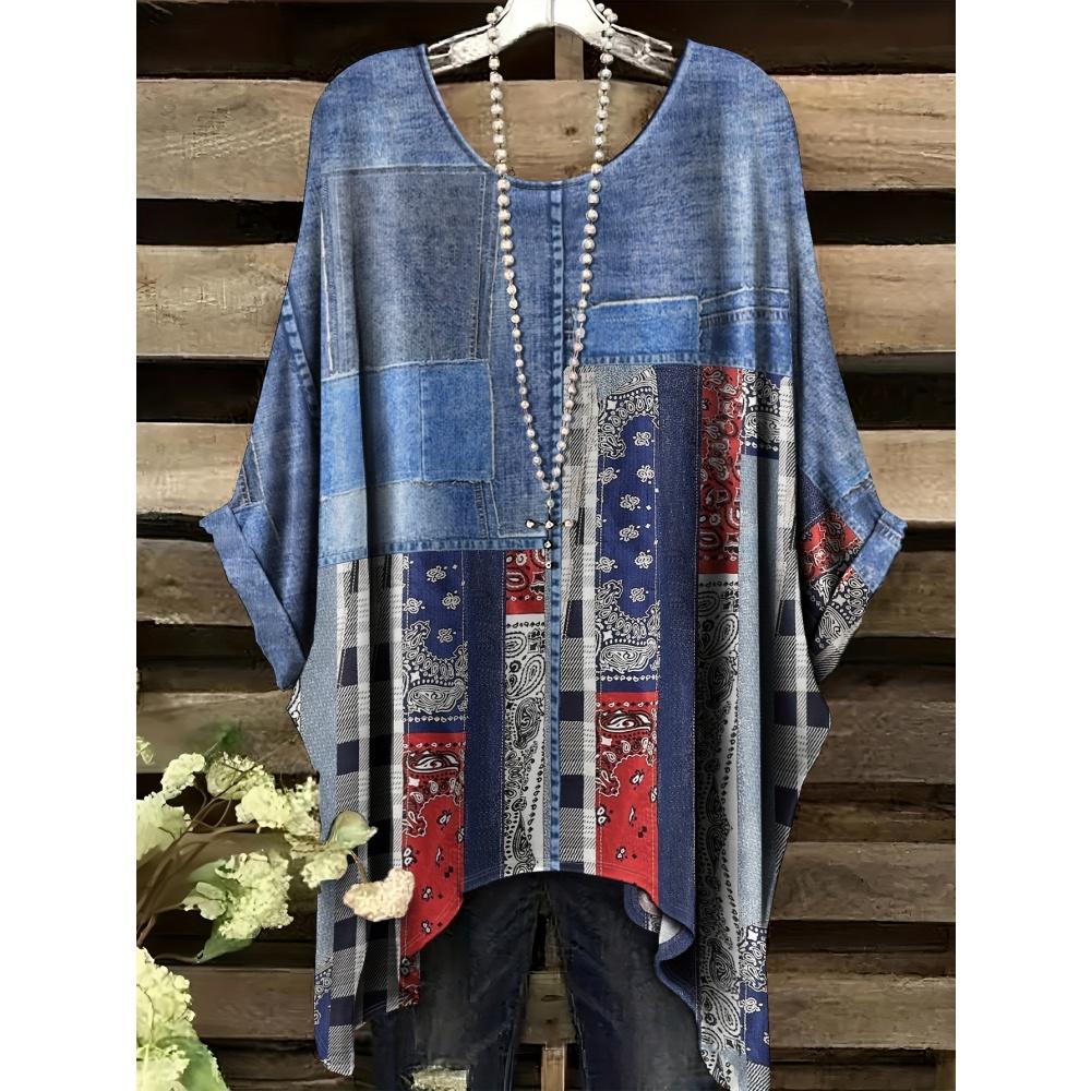 Women's T-Shirt Tie Dye Colorful Retro Simple 3D Printe O-Neck Irregular Hemline Summer Short Sleeve Casual Fashion Clothing Top