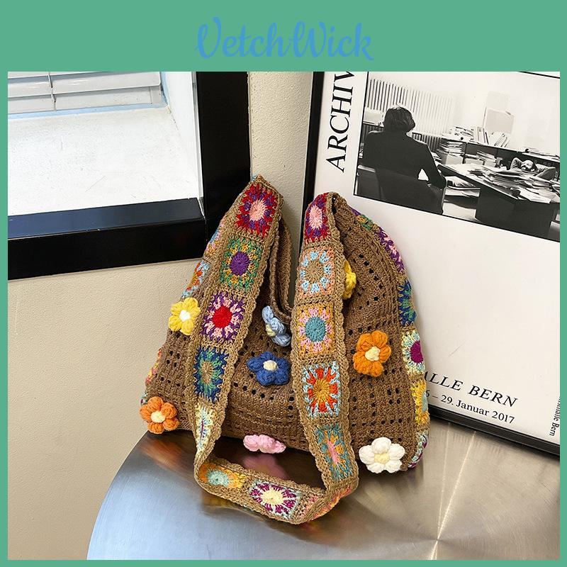 Summer Fashion Woven Bucket Bag With Inner Pouch For Casual Outings