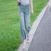 2026 High-Waist Ice Silk Denim Jeans for Women - Summer Style, Nine-Point Straight Leg, Wide Leg, Super Thin and Lightweight