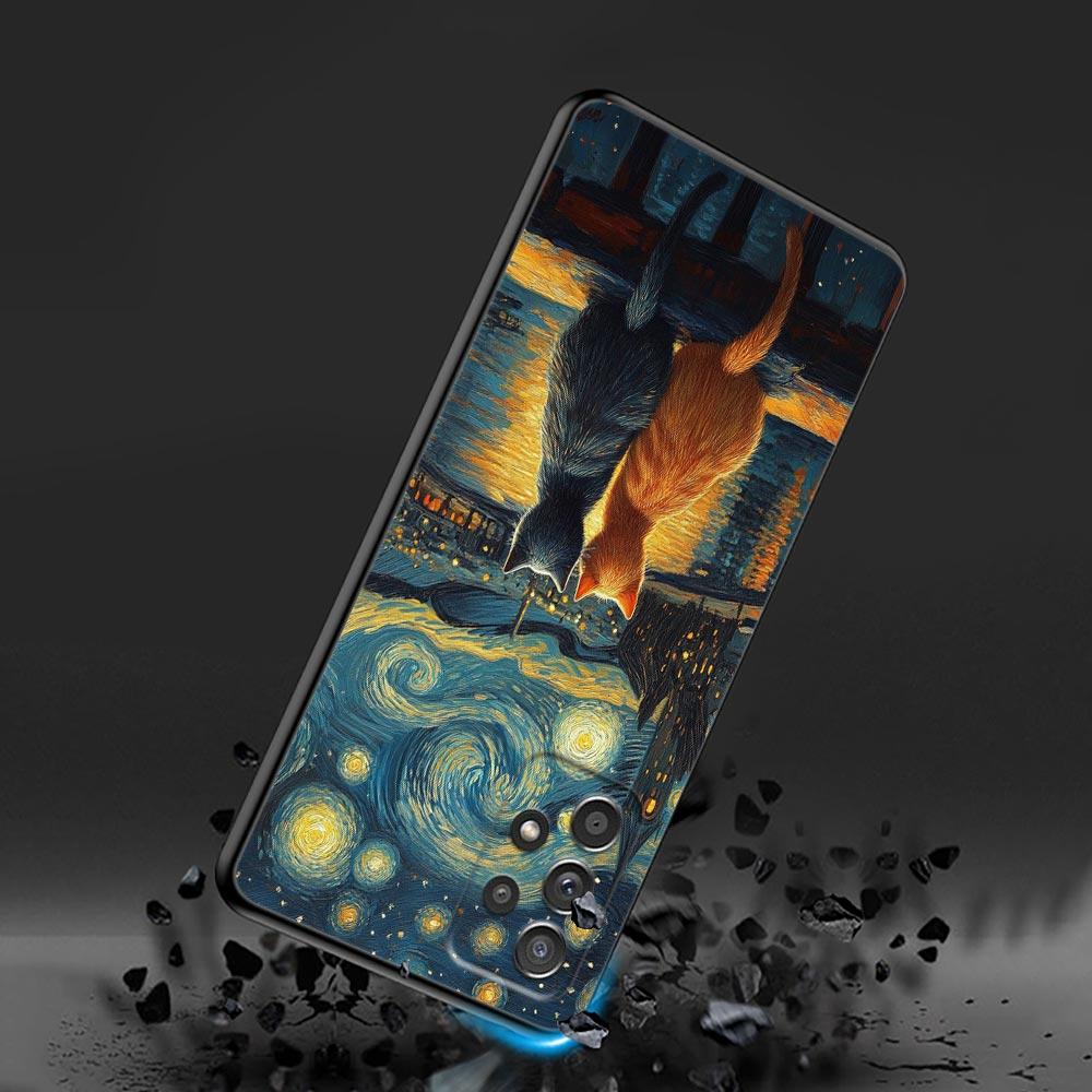 Cat Van Gogh Starry Painting Phone Case For Samsung Galaxy A57 A56 A37 A55 A36 A26 A54 A52 A35 A34 A25 A17 A16 A15 A07 A06 Cover