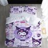 Kuromi Kawaii Bedding Set 3PCS Purple Checkerboard Duvet Cover with Sweet Kuromi & Cherry Print New For 2026