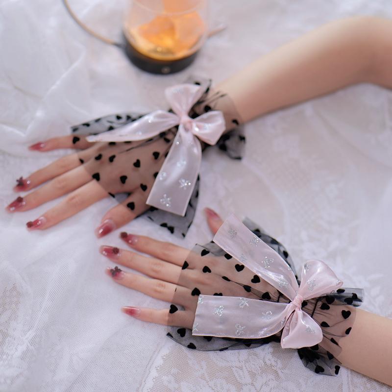 

Модный бант, фея, украшение для рук, накладные рукава, свитер, короткие манжеты из тюля на запястье, косплей горничной, накидка на руки, эластичный браслет