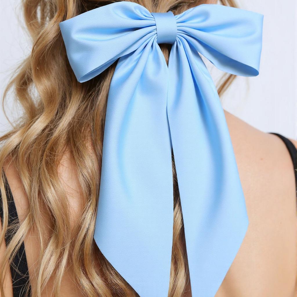 Large Double Layer Hair Bowknot Clip For Adults Teens Silky Ribbon Fabric Barrettes Metal Hairpin For Daily Styling