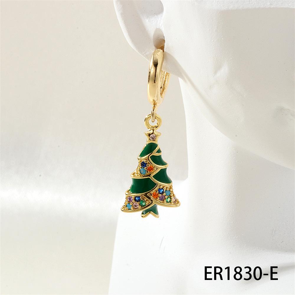 Christmas Lolita Fashion Hoop Earrings: Snowflake, Reindeer & Tree Charm Set