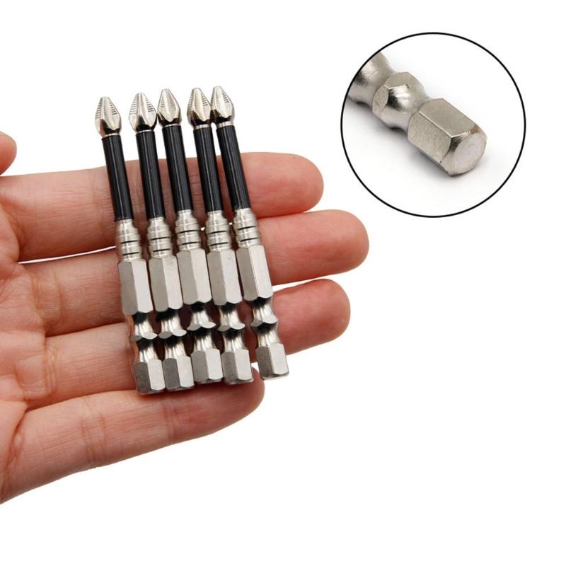 5Pcs 50-150mm Crosses Magnetic Screwdriver Bit Alloy Steel AntiSlip Long Drill Bits Impact Resistance Waterproof Bits