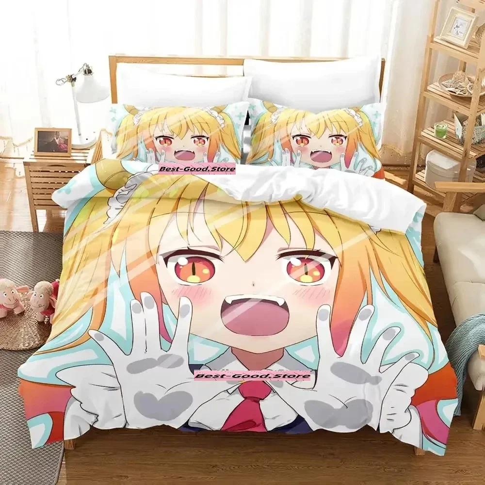 New Miss Kobayashi's Dragon Maid Bedding Set Anime three-piece set Adult Kid Bedroom Duvetcover Sets Fashion conjunto de cama