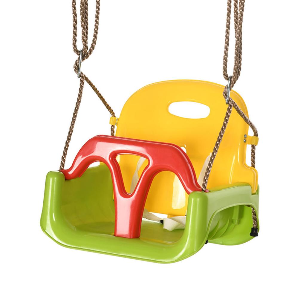 3 in 1 Detachable Kids Swing Seat with Safety Belt, Adjustable Rope for Indoor, Outdoor, Playground, Garden, Green