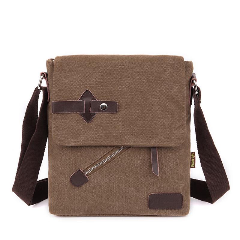 Мужская винтажная износостойкая холщовая сумка через плечо