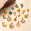 Cross-border Trend Multi-element Metal Pendant: Drip Glaze Rhinestone Star, Moon & Planet Shape DIY Accessory