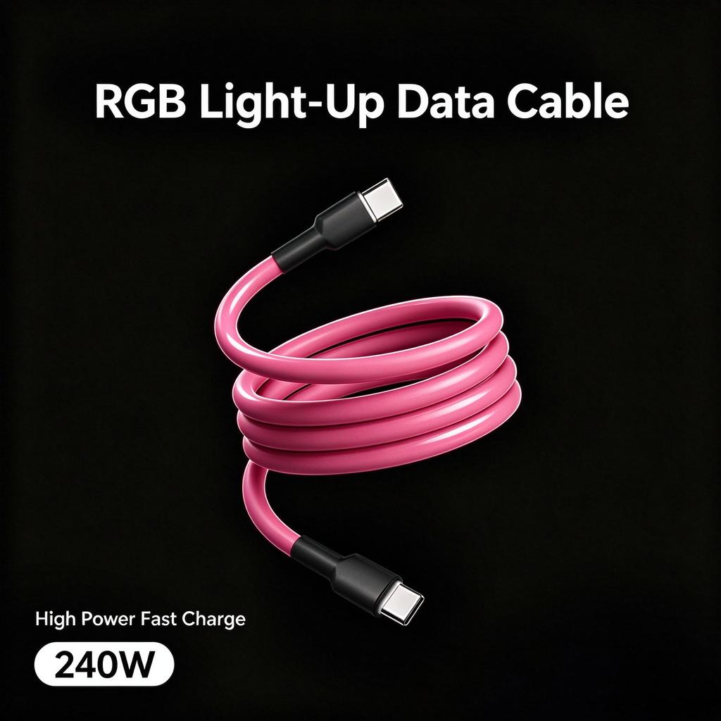 Suitable for Apple luminous head Type-C fast charging data cable silicone material mobile phone charging cable