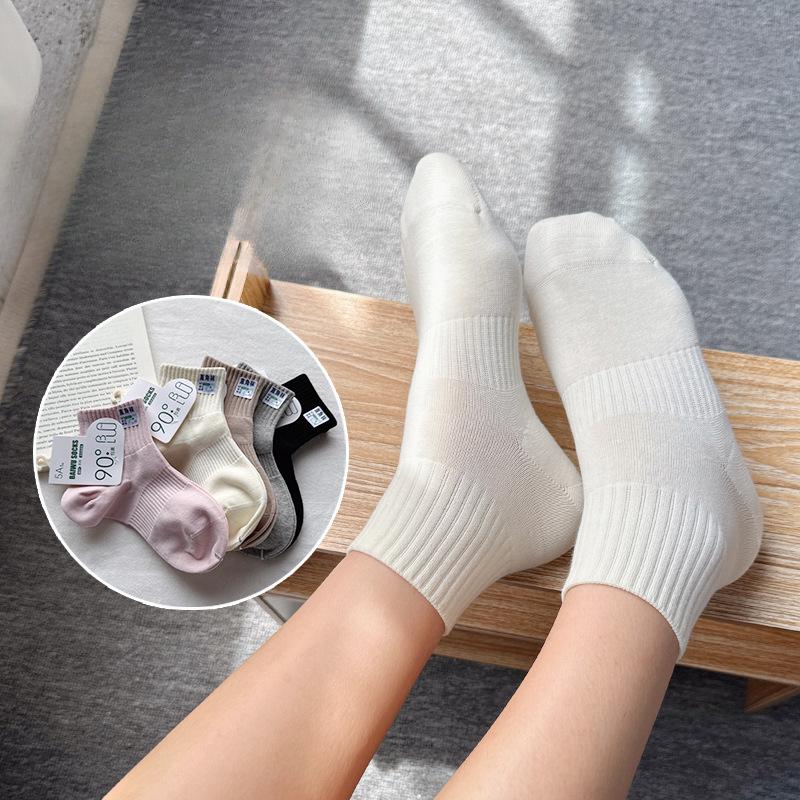5 Pairs of Summer Thin Women's Combed Cotton Right-angle Socks, Women's Sweat-absorbing and Odor-proof Cotton Socks, Boneless Short Socks