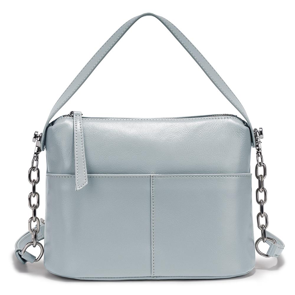 Zency 2025 Chain Handbag Soft Leather Shoulder Top-Handle Crossbody Bag