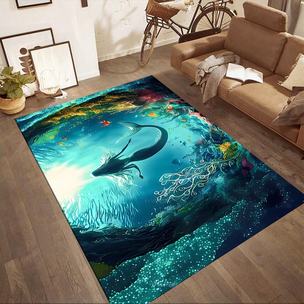 Mermaid's Underwater Adventure Floor Mats for Living Room, Bedroom and Room Decoration Are Suitable for Gifts.