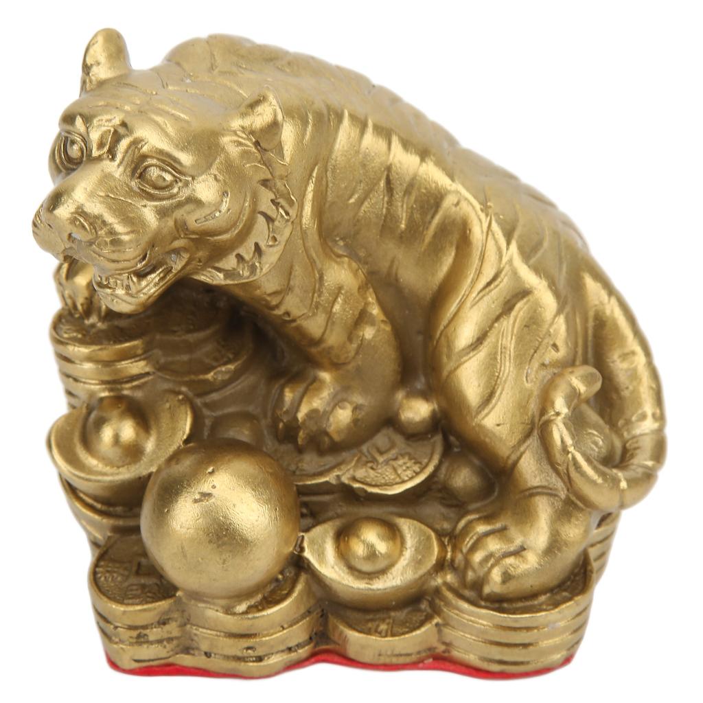 Brass Tiger Statue Sturdy Durable Brass Attract Wealth Fortune Easy to Clean Lucky Tiger Statue for
