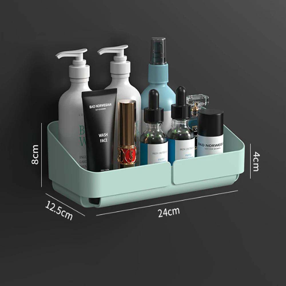 Bathroom  Kitchen Convenience Rack Shelf Makeup Storage Organizer Cosmetics Shampoo Rack Shower Shelf Wall Spice No Drilling