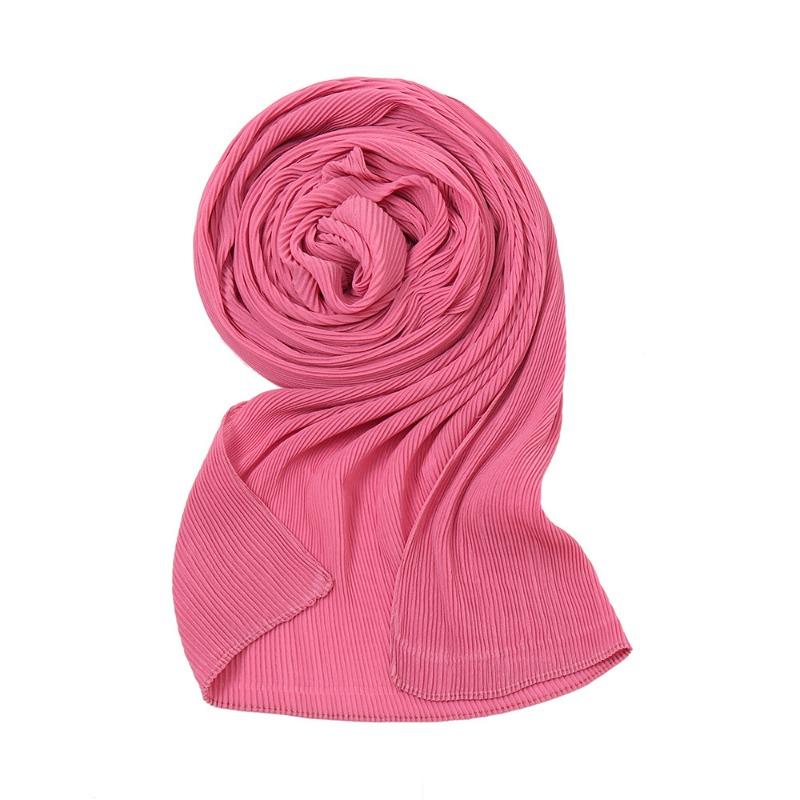 Pearl chiffon pleated monochrome scarf female solid color toothpick crushed headscarf toothpick pleated
