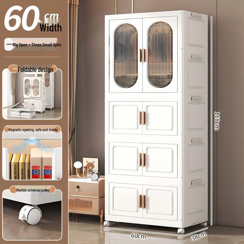 No-Installation Child's Wardrobe: Durable, Multi-Layer Folding Storage Cabinet