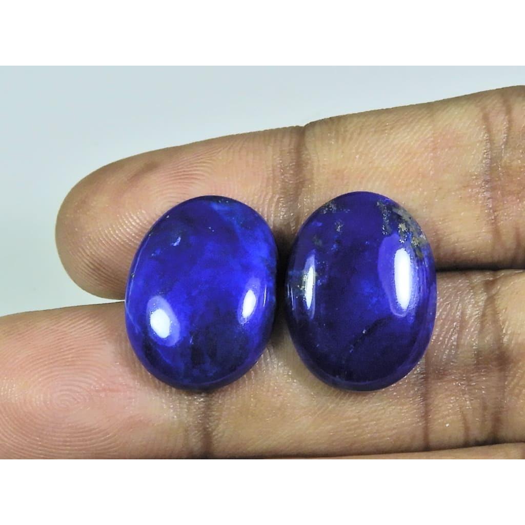 10X12MM Natural Lapis Lazuli Oval Cabochon Loose Gemstone 2Pcs Lot 24Cts. A-496
