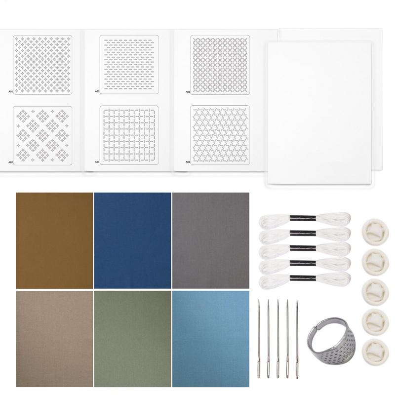 Kit fai-da-te per Ricamo Sashiko Idrosolubile Kit con Ago da Cucito a Mano Sashiko e Materiale Tessuto per Appassionati di Cucito a Mano Principianti