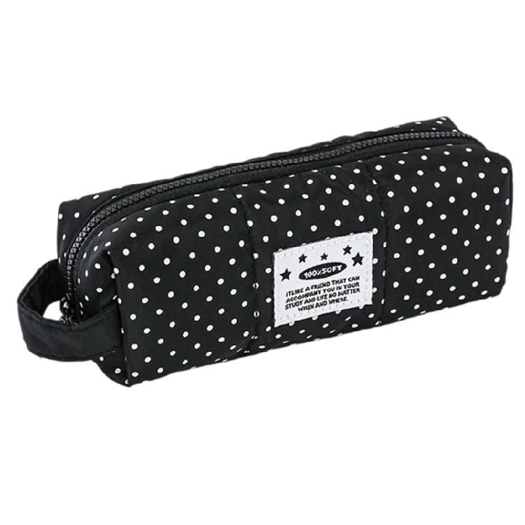 Dotted Print Pencil Bag High Capacity Cloth Pencil Case Multi Compartments Zippered Pen Storage Bag for Student Teen
