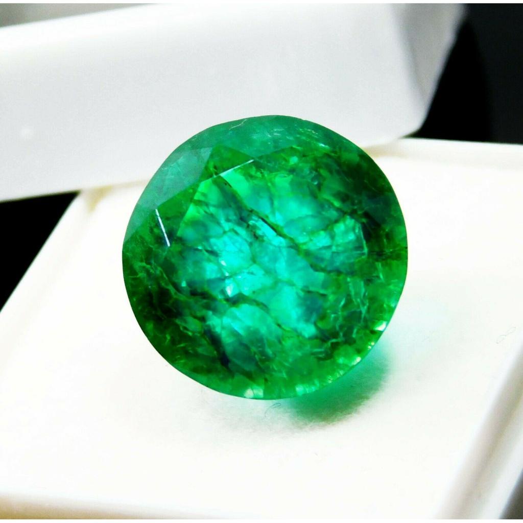 Natural Green Emerald Loose Gemstone 7.23 ct Colombian Round Cut for Jewelry Making and Crafts