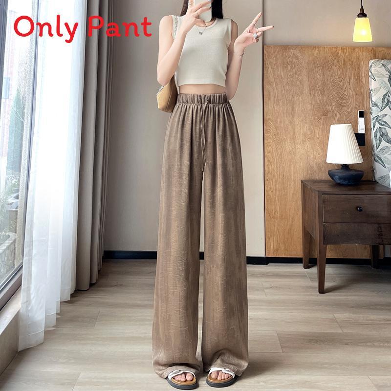 Womens Summer Loose Wideleg Pants With Tyedye Print And Pocket For Casual Office Wear