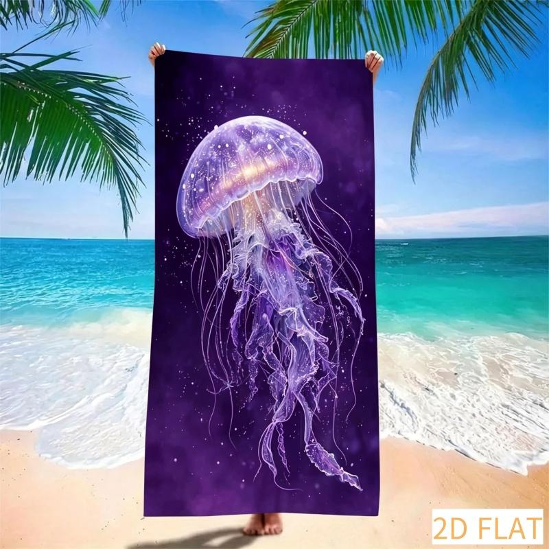 Asciugamano da Spiaggia Medusa Super Assorbente Asciugatura Rapida Microfibra Con Stampa Subacquea Eterea, Morbido Telo Senza Sabbia Per Picnic