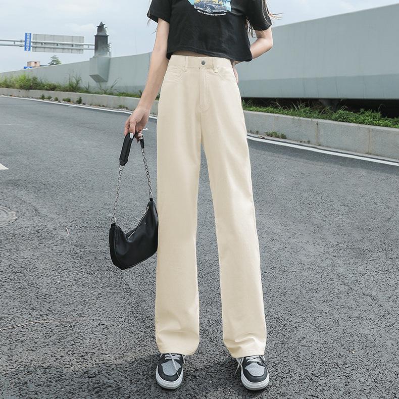 885 High-Waisted Women's Wide-Leg Jeans - Spring/Autumn 2022 Loose, Straight, Floor-Length Pants